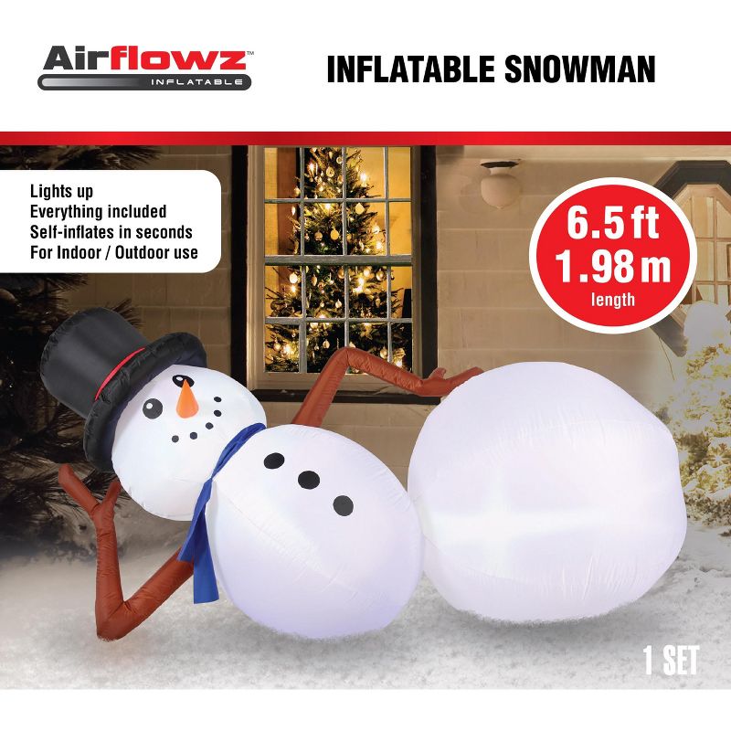 Occasions 6.5' Inflatable Snowman, 3 ft Tall, Multicolored