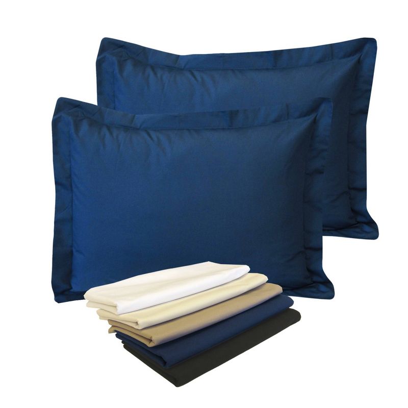 2pk Standard Tailored Poplin Sham Navy - Fresh Ideas