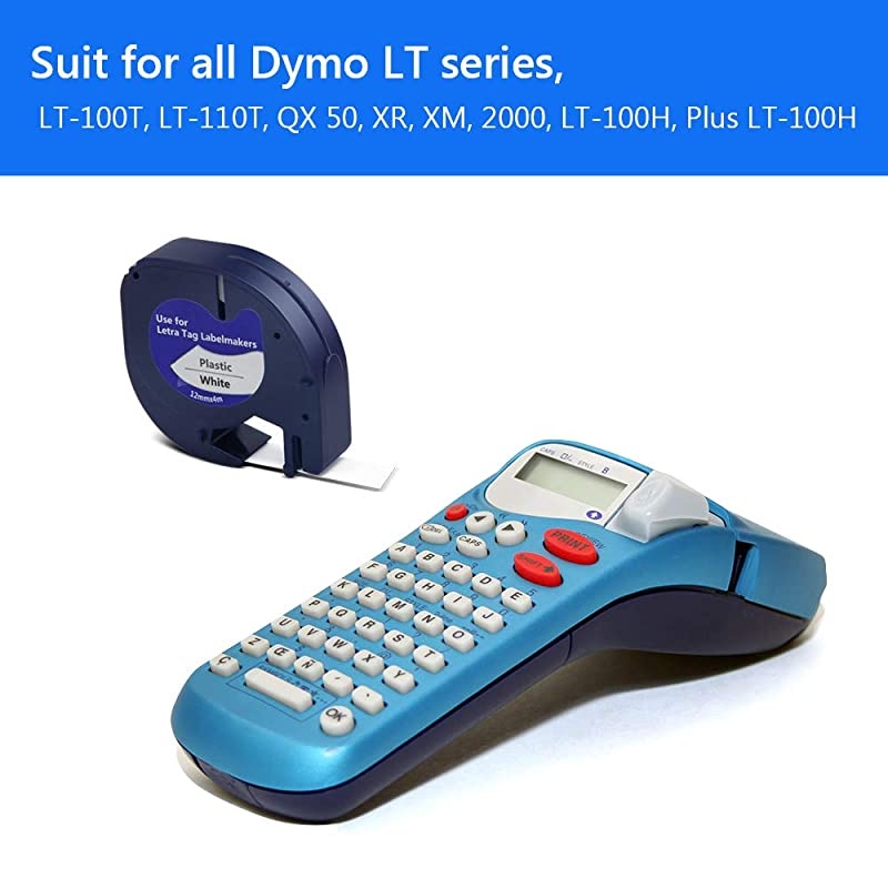 LetraTag Refills 6 Pack for DYMO  3rd Party Accessory LetraTag Labeling Refills for Dymo White Plastic 91331 Replace Label Tape for All DYMO LT100H LT100T QX50 12Inchx13Feet 12mm x 4m