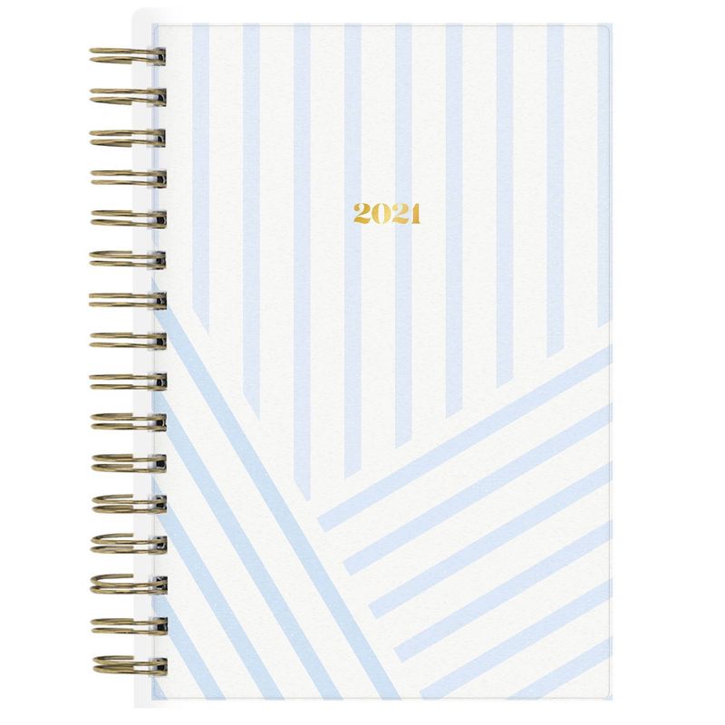 2021 Planner 5" x 8" Frosted Plastic Daily/Monthly Wirebound Hannah Blue - The Everygirl Planner