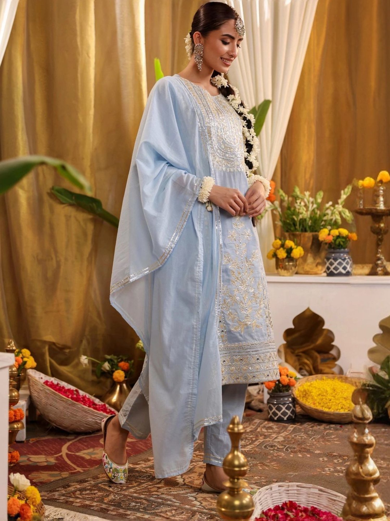 URBAN MYSTIC Black Rayon Embroidered Kurta & Sharara Set