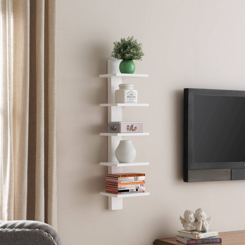 Spine Wall Book Shelves Stylish and Functional White - Proman Products