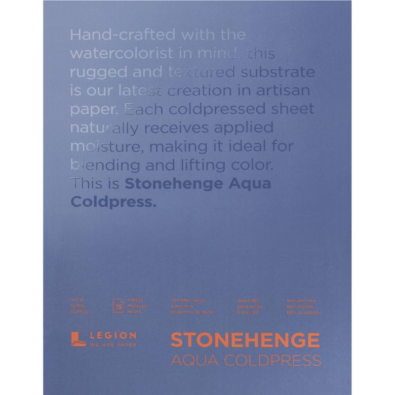 Stonehenge Aqua Block Coldpress Pad 9"X12" 15 Sheets/Pkg-White 140lb