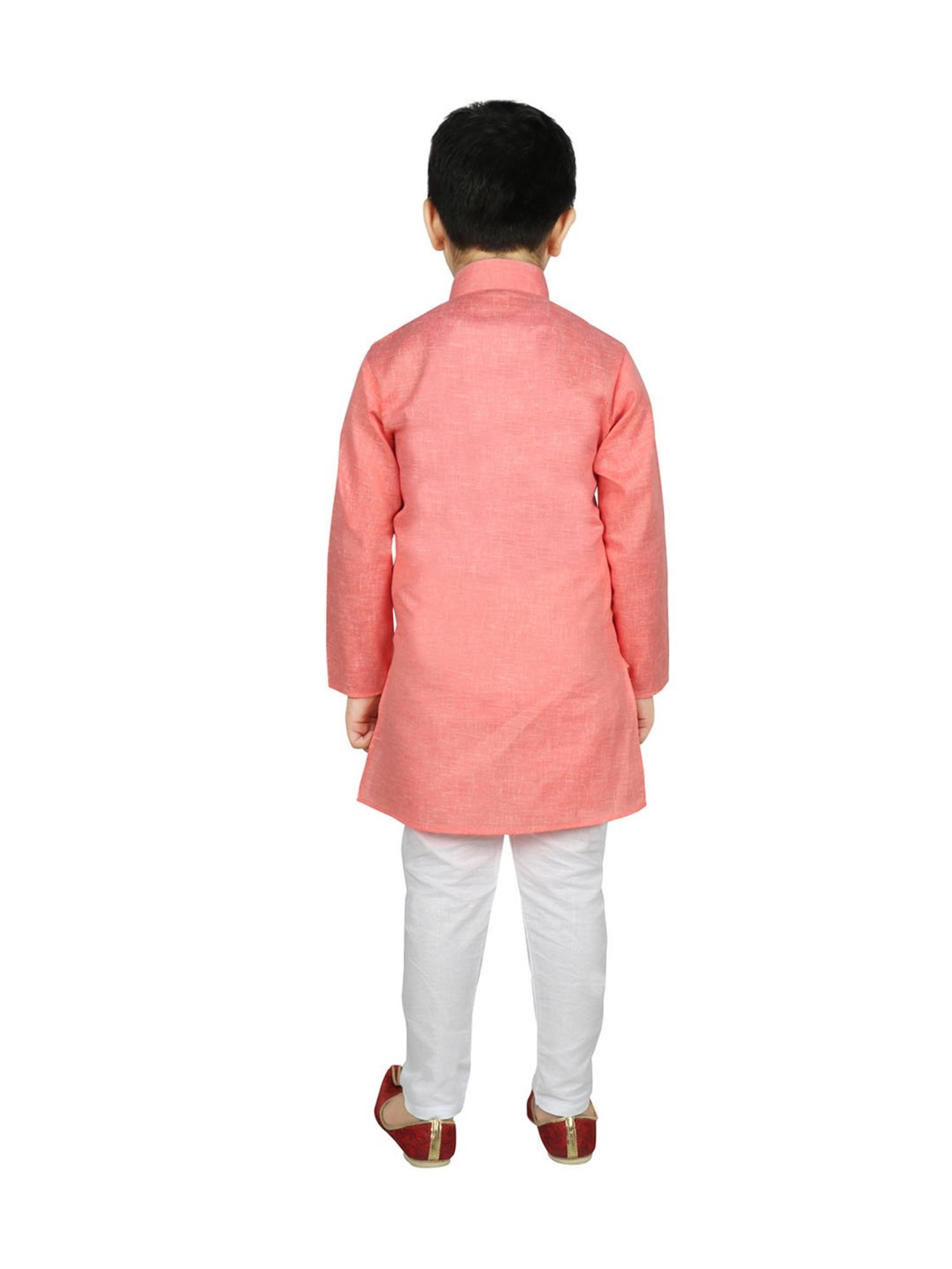SG Yuvraj Kids Pink & White Solid Kurta with Churidars