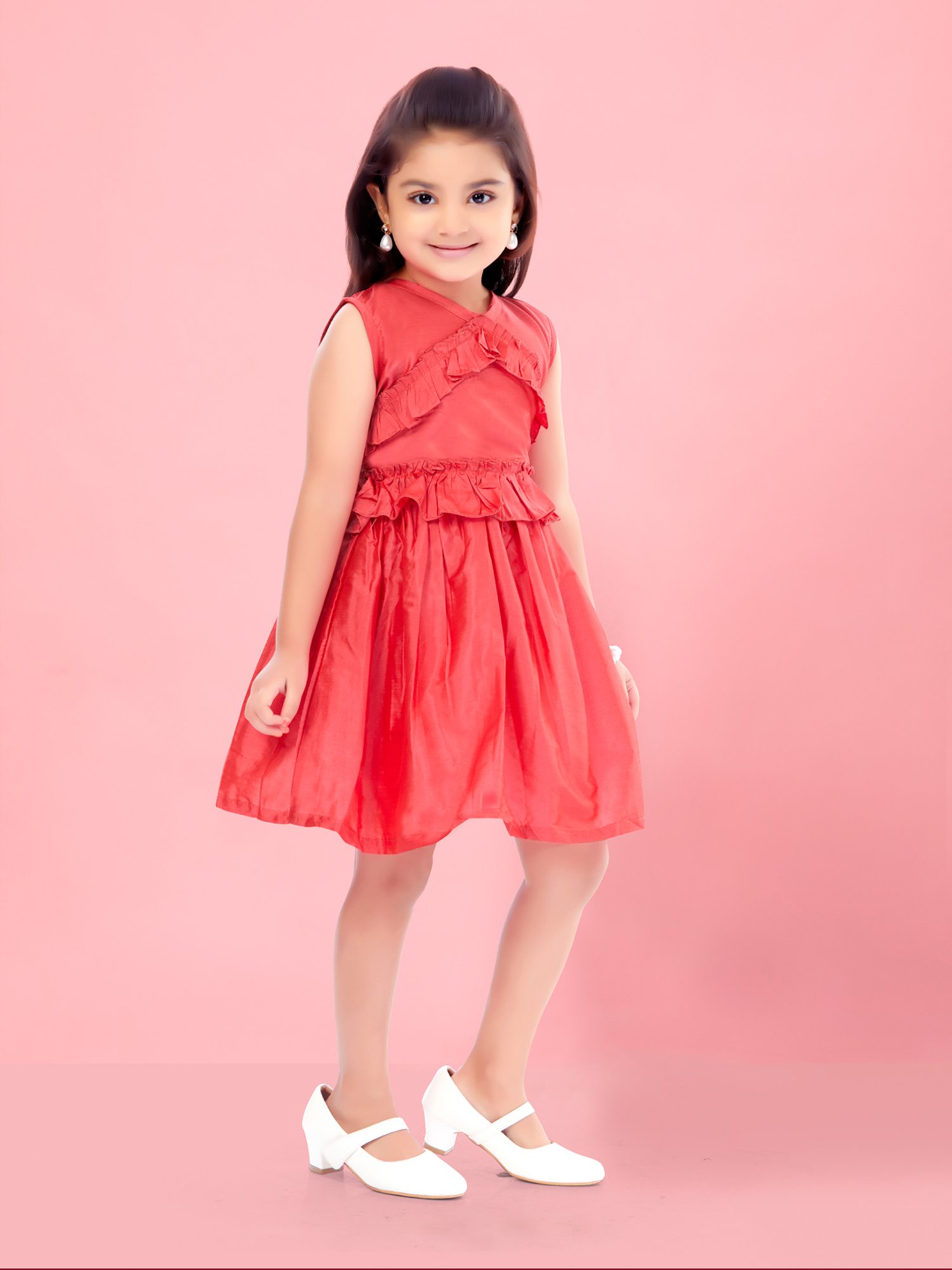 Aarika Kids Coral Solid Frock