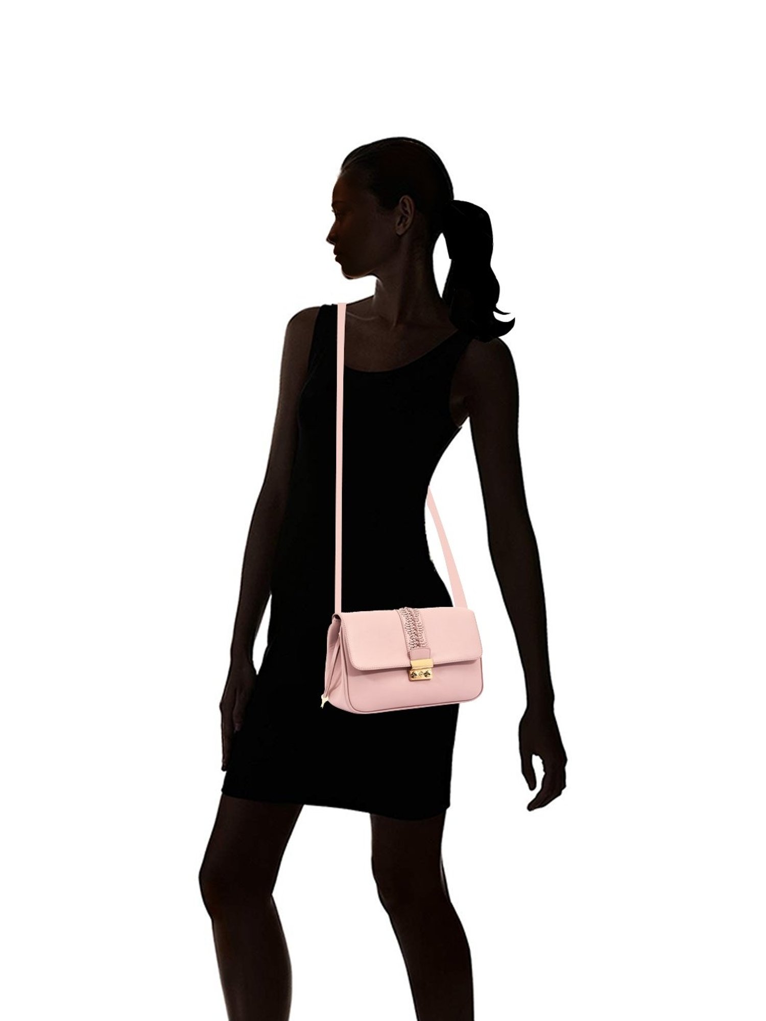 Eske  Pink Solid Medium Sling Handbag