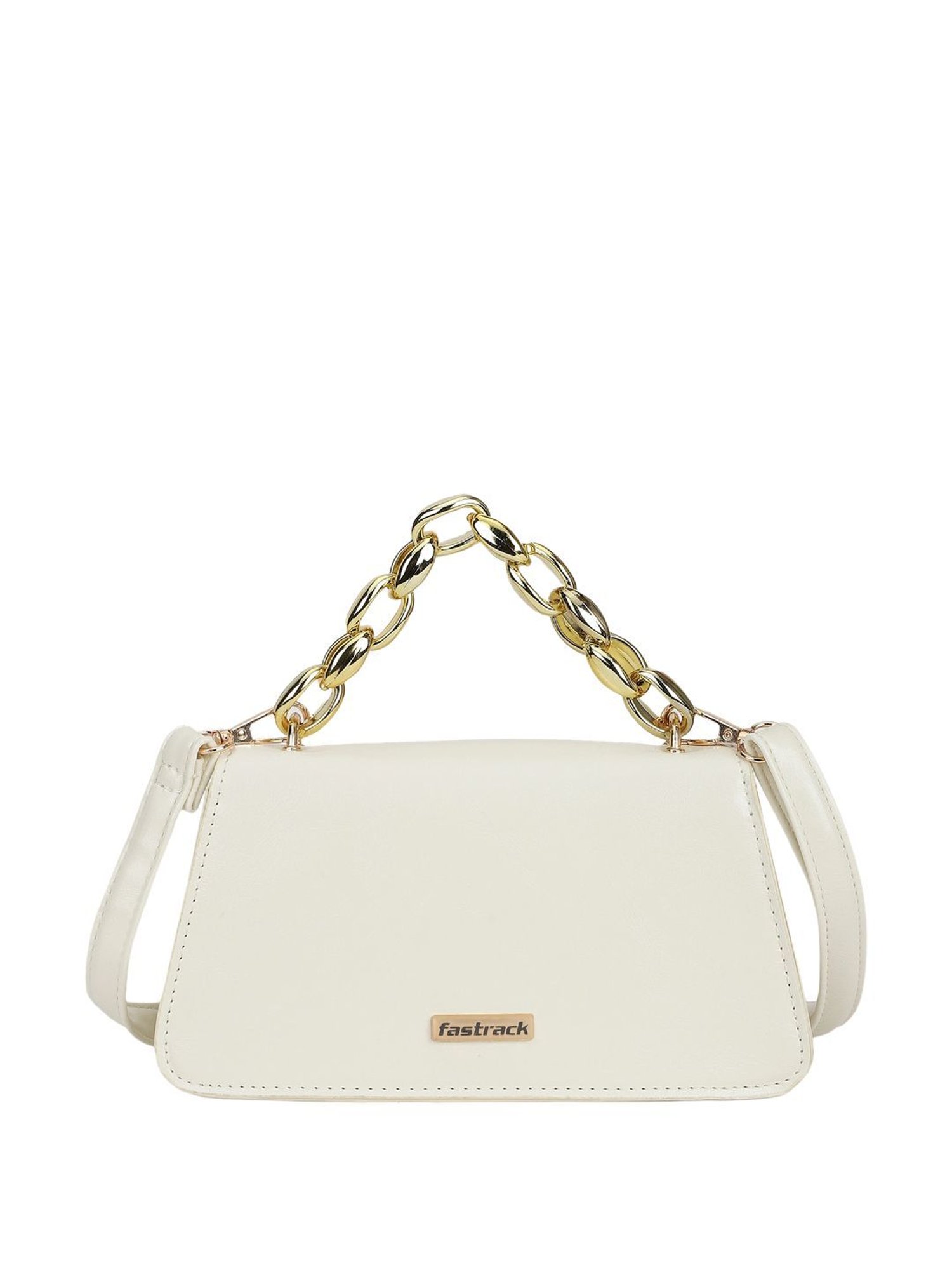 Fastrack White Solid Medium Satchel Handbag