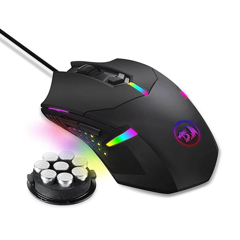 M601 RGB Gaming Mouse Backlit Wired Ergonomic 7 Button Programmable Mouse Centrophorus with Macro Recording amp Weight Tuning Set 7200 DPI for Windows PC Black