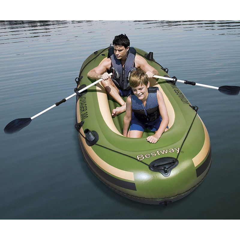 Intex Explorer 200 Inflatable 2 Person River Boat Raft Set with 2 Oars & Pump