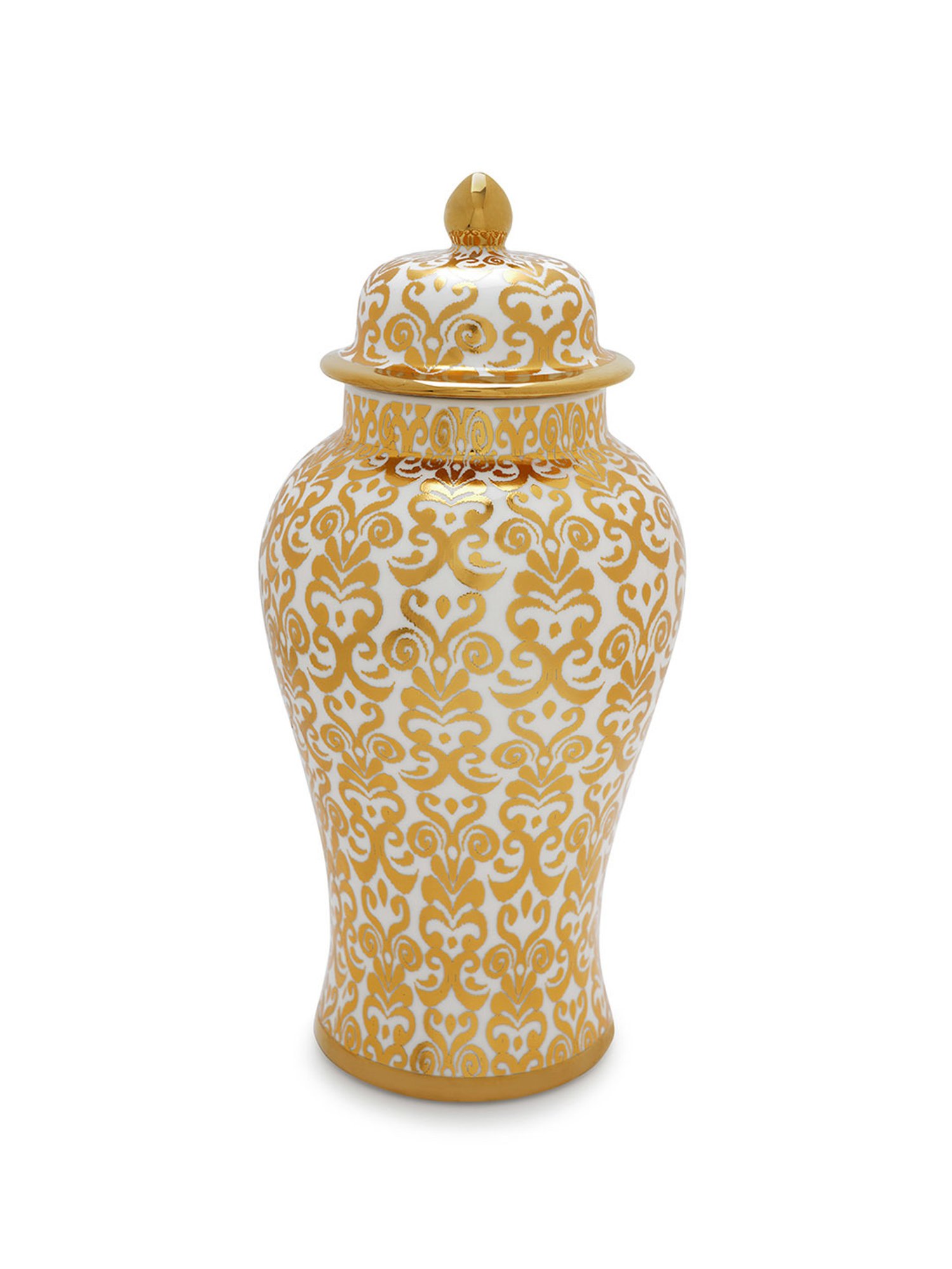 Pure Home and Living Gold Ceramic Printed Urn