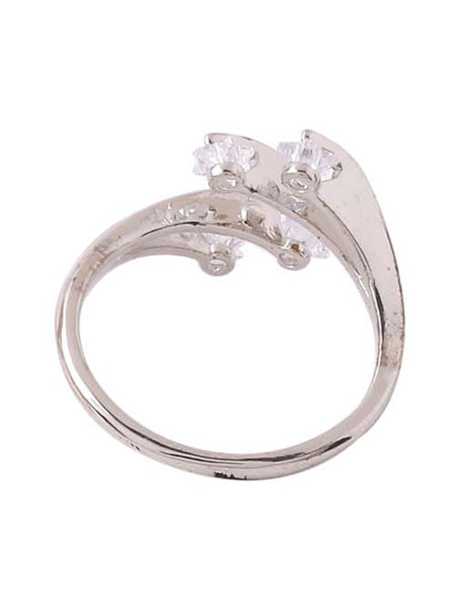 NVR Stylish Latest Silver Plated Ring with AD stones for Women