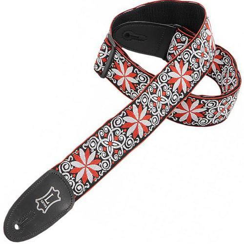Levy's M8HT-12 2" Hootenanny Jacquard Weave Guitar Strap - Red Flowers
