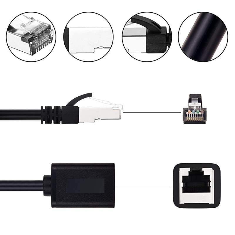 Ethernet Extension Cable 25 Ft  Shielded Network Cat6 Extension Patch Cable RJ45 Cords Shielded Male to Female Connector Compatible with VoIP PhonesNASPoE DevicesHubDSLXboxPS2PS3