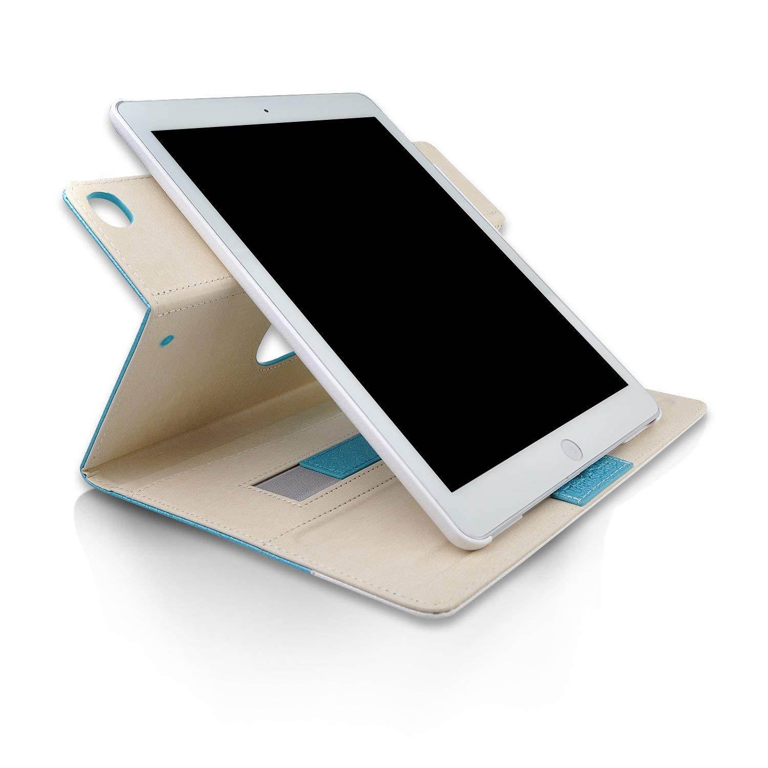 iPad Pro 10.5 Case,Thankscase Rotating Case Cover for iPad Pro 10.5 with Wallet Pocket with Hand Strap with Auto Sleep/Wake for New iPad Pro 10.5 Inch 2017 Release.(Teal Blue)