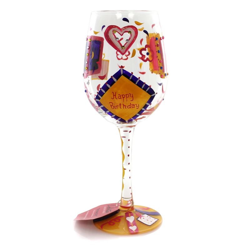 Tabletop Birthday Girl Lolita Wine Glass Hand Painted Enesco  -  Drinkware