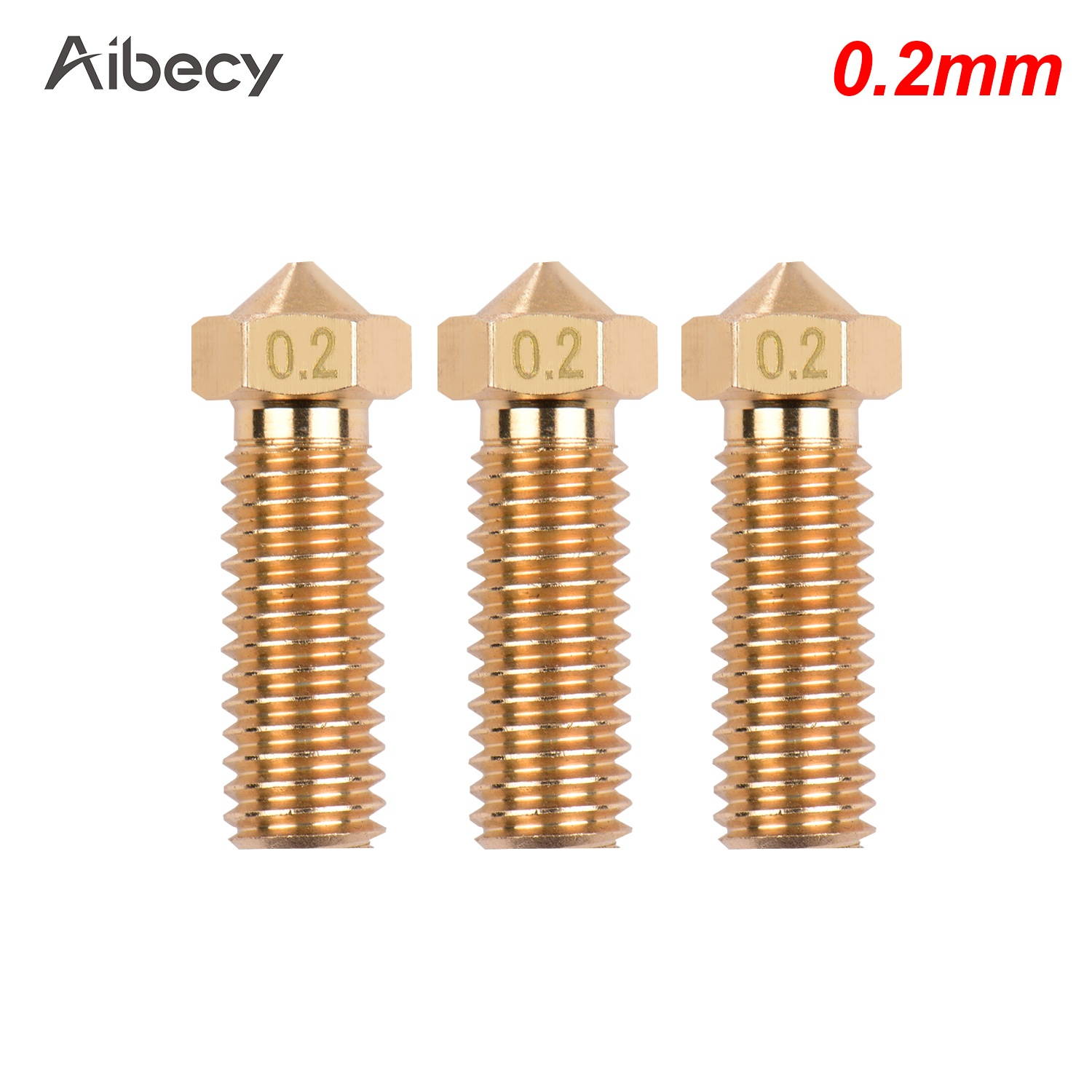 Aibecy 3pcs 3D Printer Extruder Brass Volcano Nozzle M6 Thread Printer Head 0.2mm Output for Sidewinder X1 TEVO Little Monster 1.75mm Filament