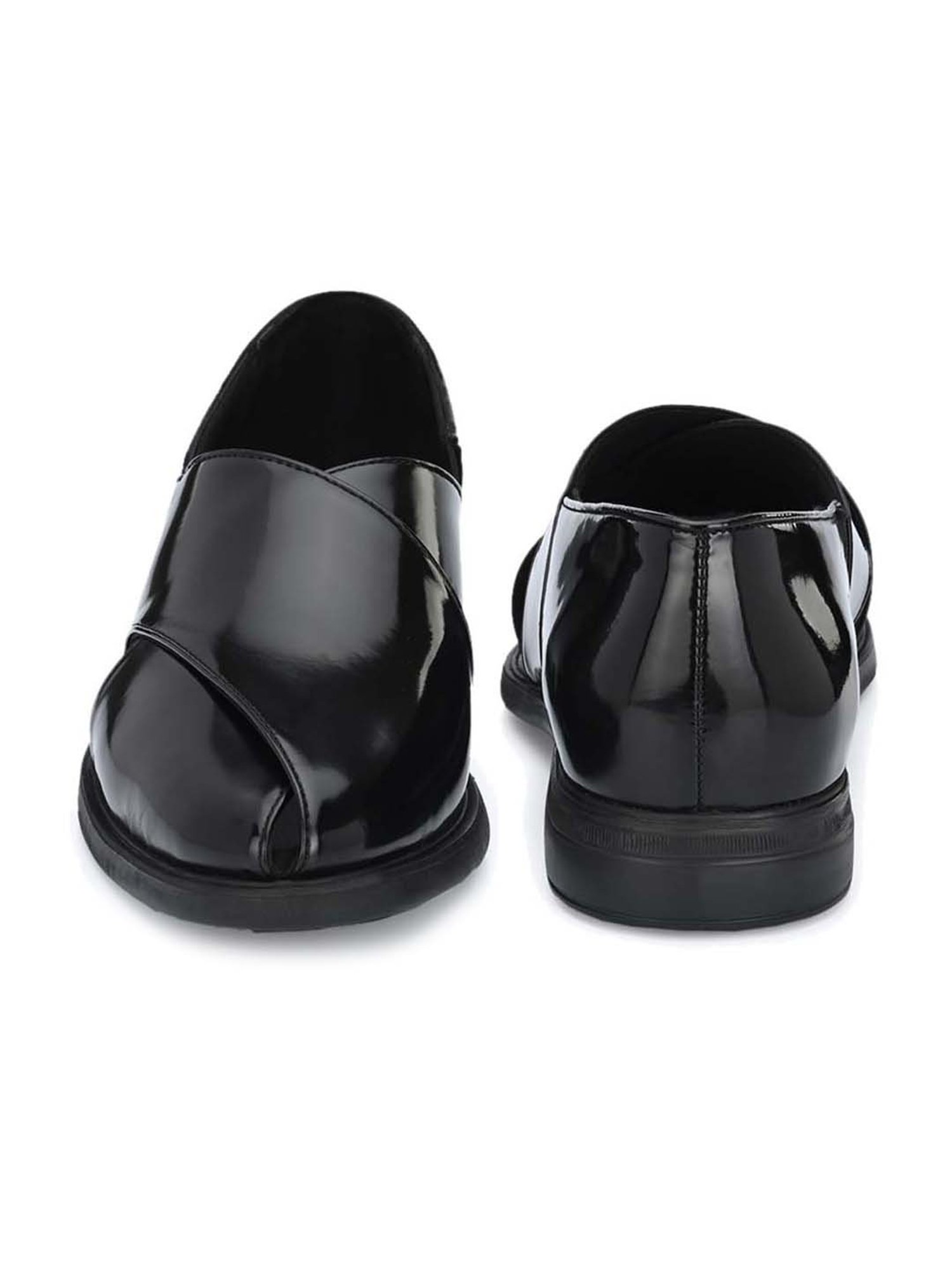 Delize Men's Black Cross Strap Sandals