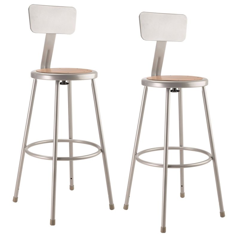 2pk 30" Heavy Duty Steel Barstool with Backrest Gray - Hampton Collection