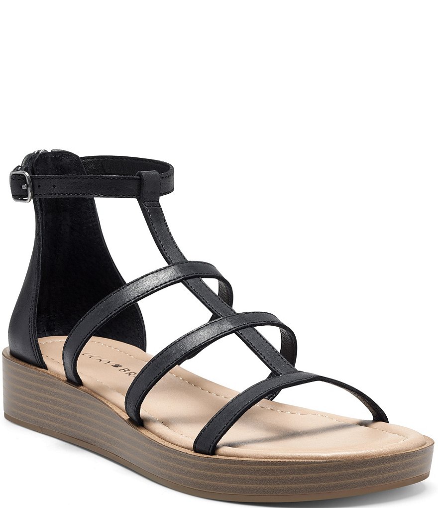 Lucky Brand Ellian Leather Gladiator Wedge Sandals