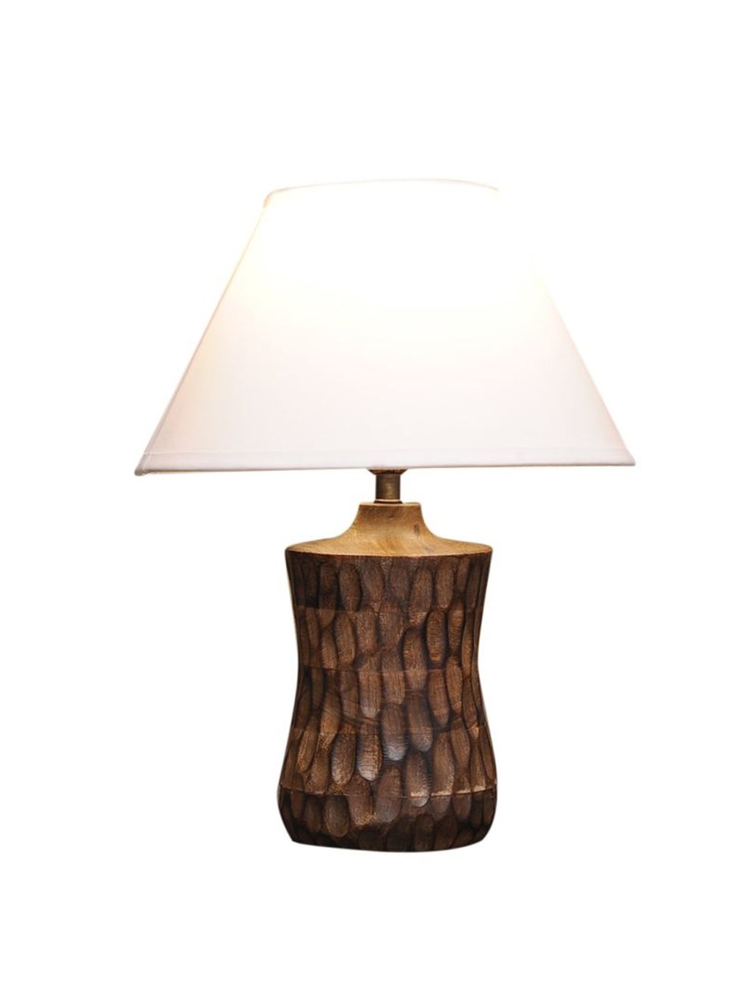 Kapoor Lamp Shades Brown & White Wood Emmett Carved Table Lamp