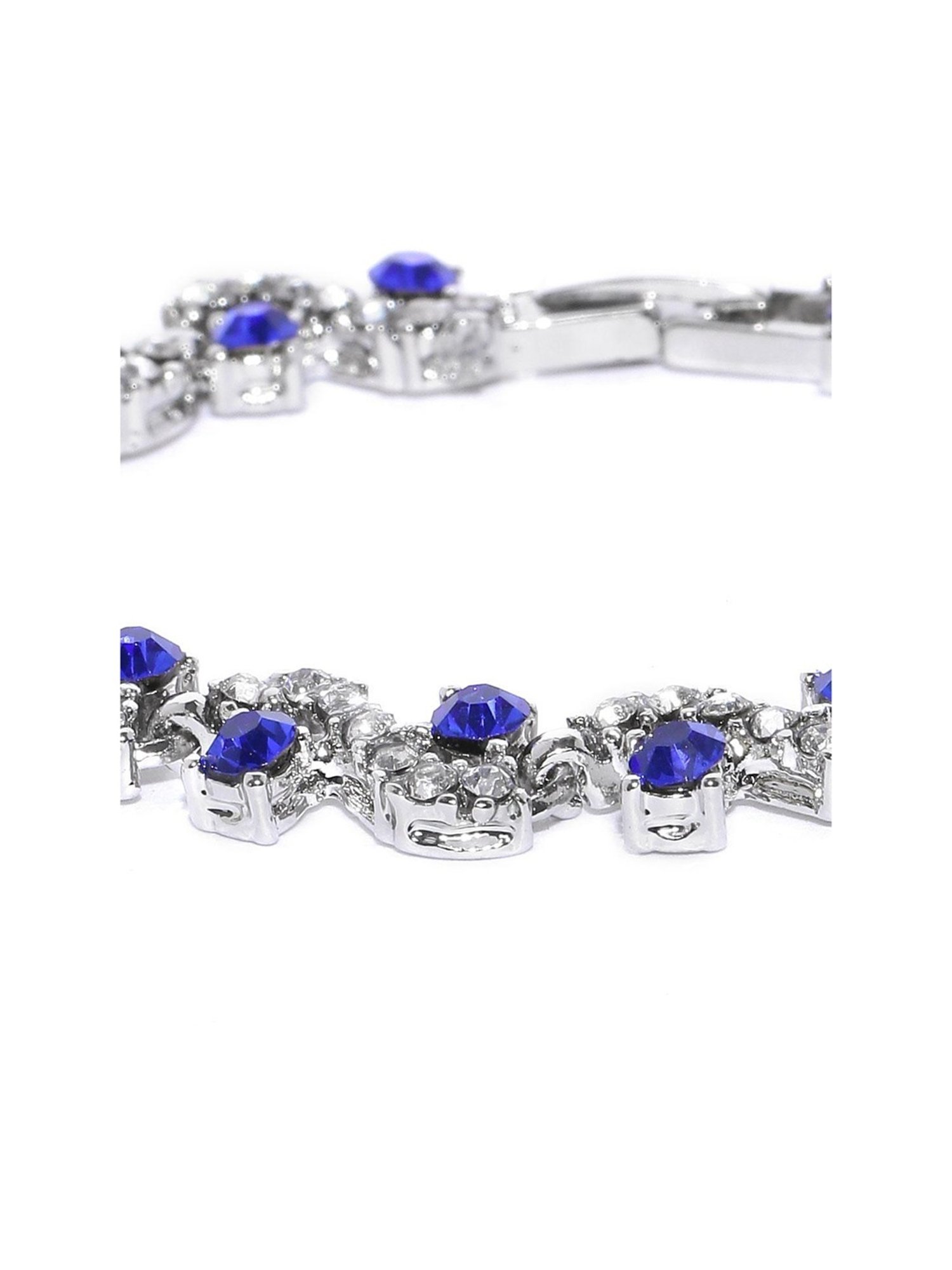 YouBella Jewellery AAA Swiss Zircon Silver-Plated Stylish Latest Crystal Flexible fit Bracelet