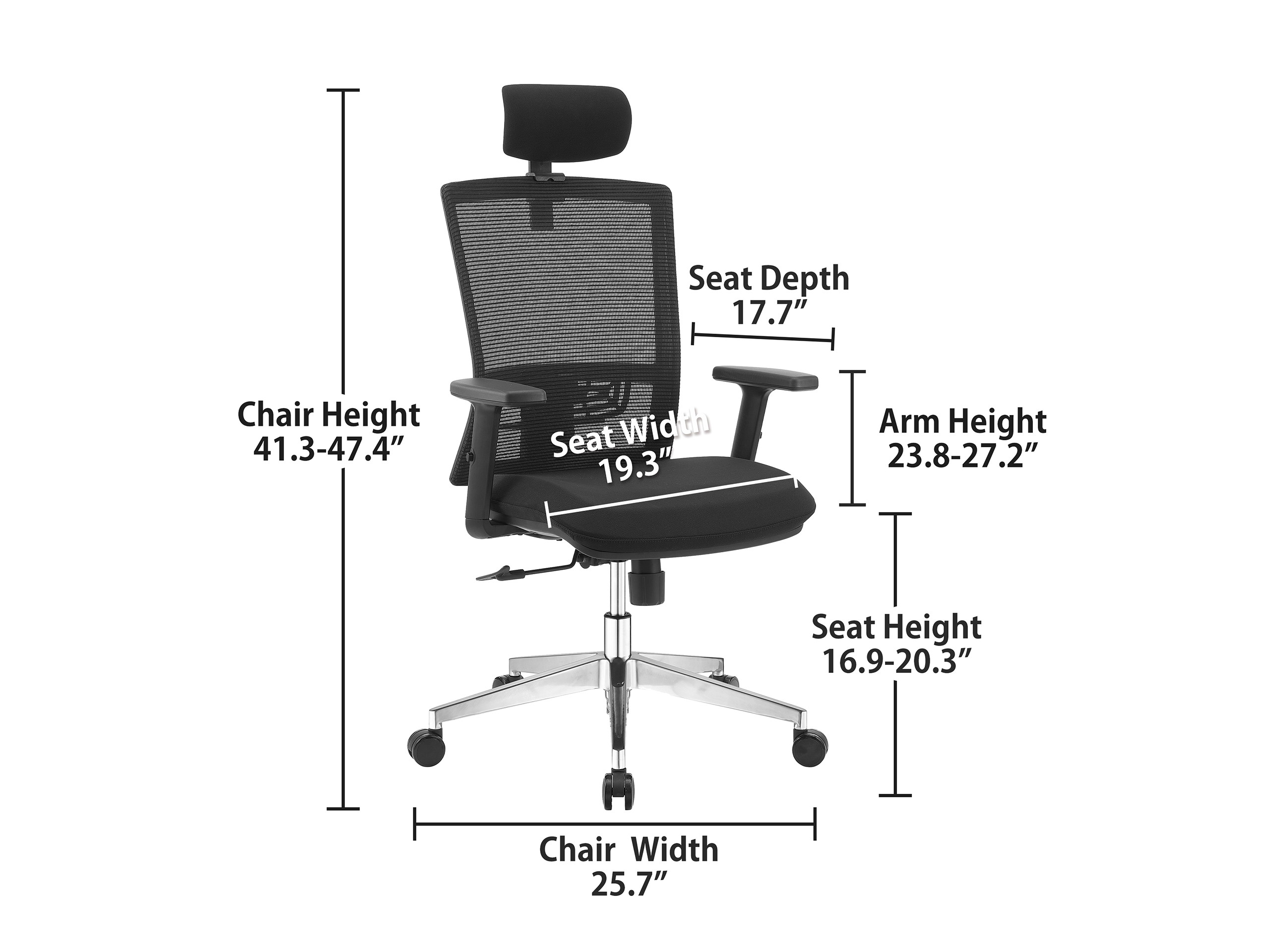 WORKSMYTH Breathable Mesh Ergonomic Office Chair Gaming Chair, Adjustable Headrest Chair Armrest, Lumbar Support and Casters