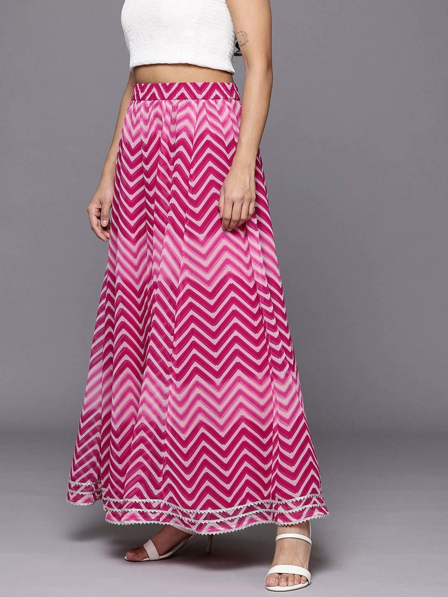 Varanga Fuchsia Printed Skirt