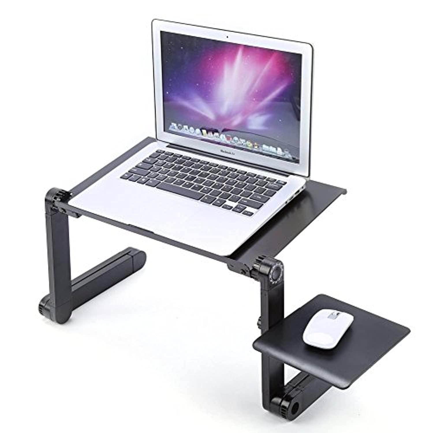 adjustable laptop desk,360folding notebook table stand bed sofa desk tray book holder with mouse pad,black