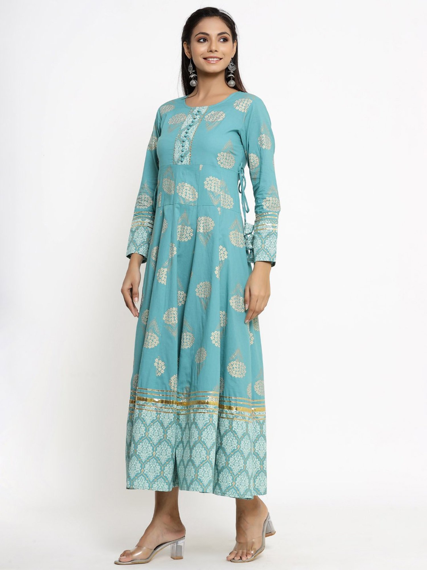 Kipek Blue Printed A Line Kurta