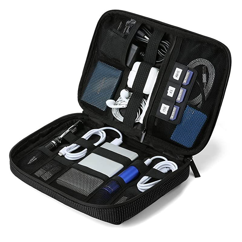 Travel Electronic Organizer Cases Electronics Accessories Storage Bag Portable for Tablet 79 Hard Drives Cables Memory Sticks SD Cards Black