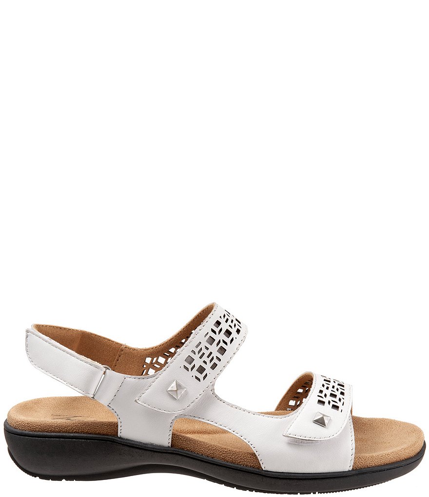 Trotters Romi Cutout Leather Adjustable Hook and Loop Footbed Sandals