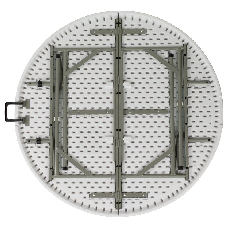 Flash Furniture 4-Foot Round Bi-Fold Granite White Plastic Banquet and Event Folding Table with Carrying Handle