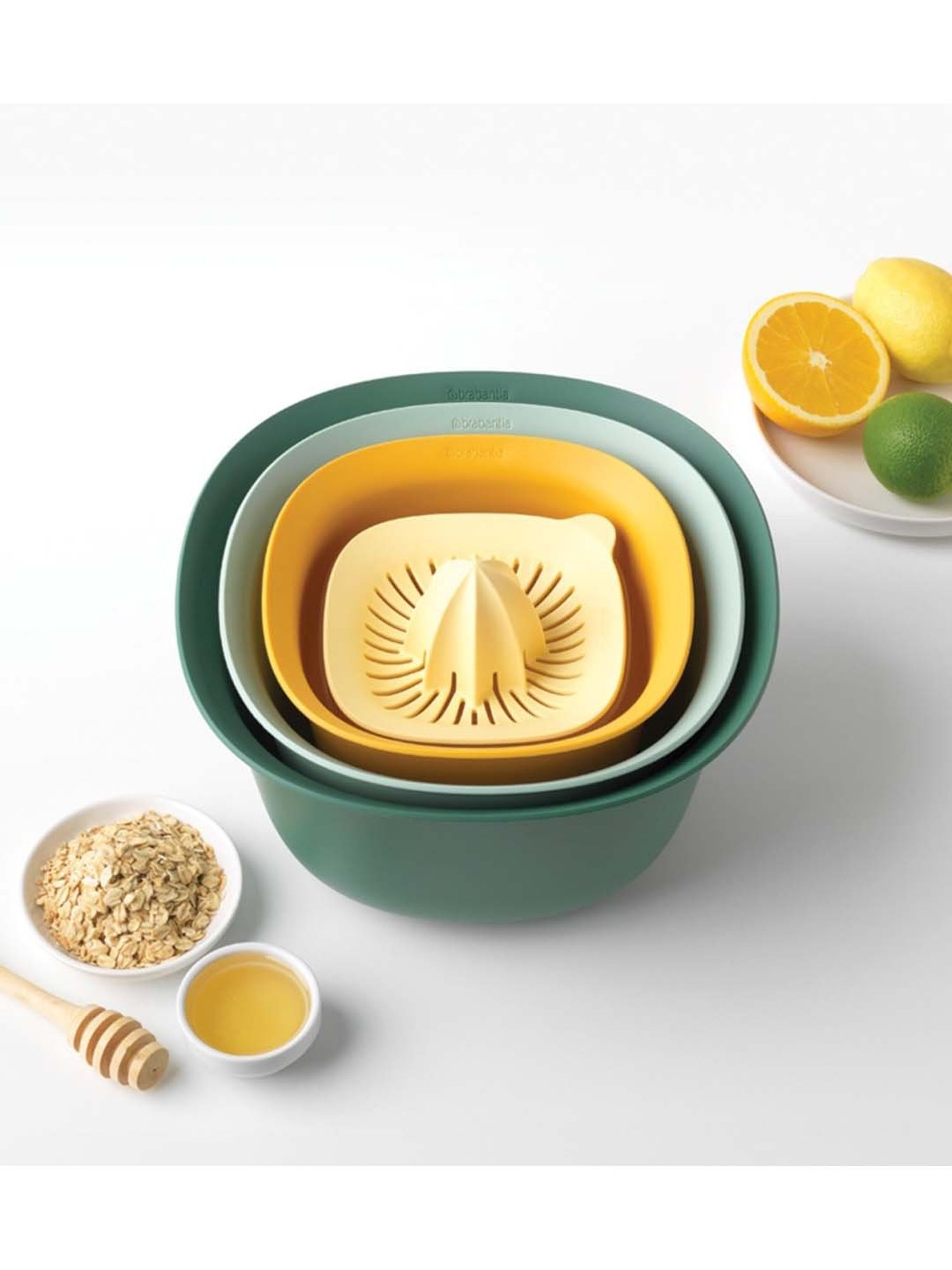 BRABANTIA Green & Yellow Plastic 4 Piece Mixing Bowl Set