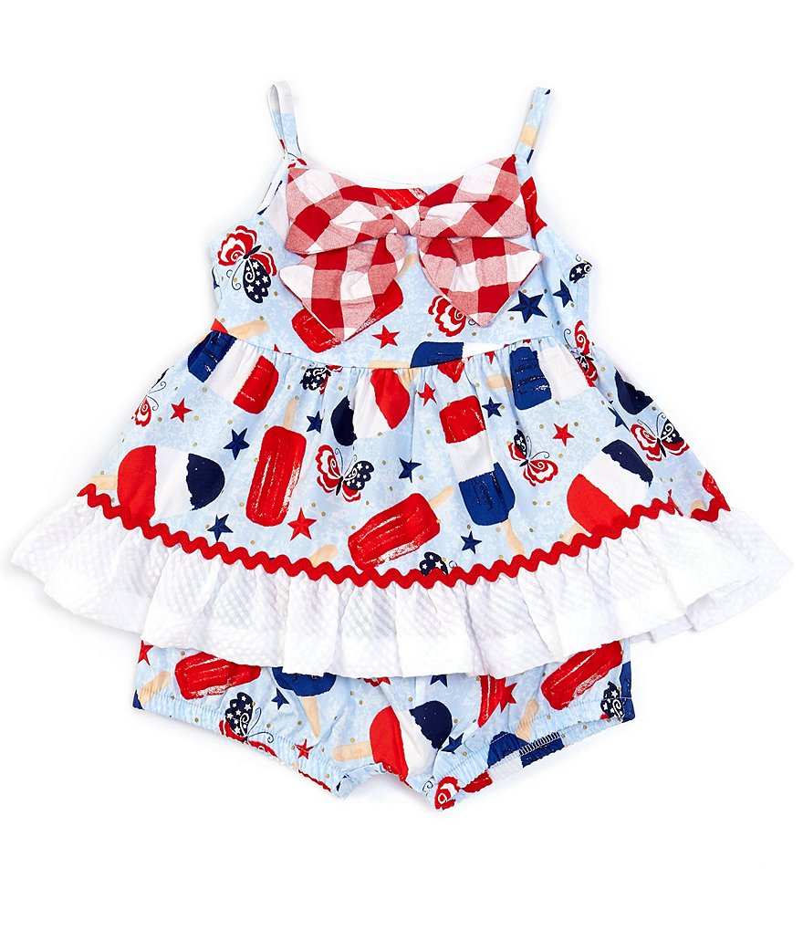 Bonnie Jean Baby Girls 12-24 Months Americana Mixed-Media Popsicle Fit-And-Flare Dress