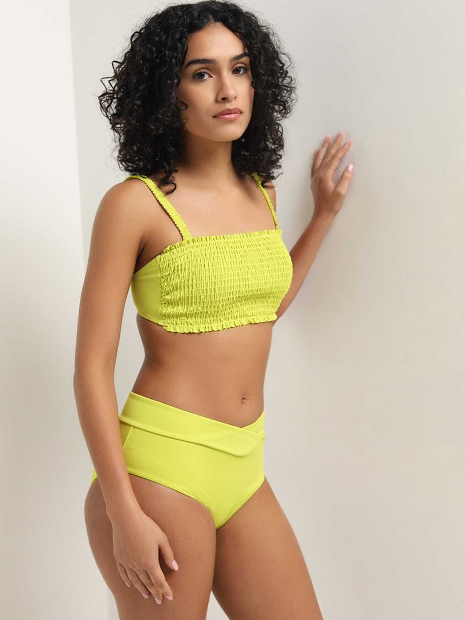 Wunderlove by Westside Lime Criss-Cross Design Hi-Leg Brief