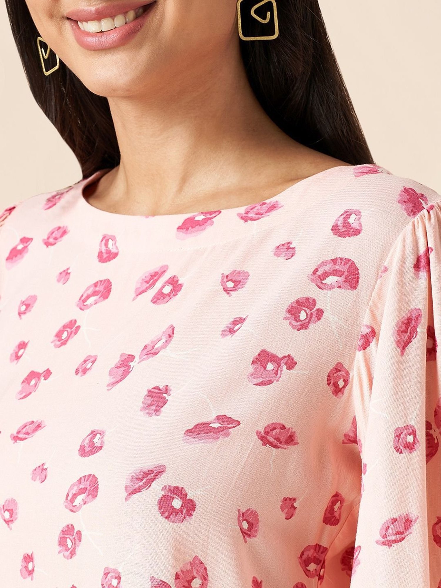 Akkriti by Pantaloons Blush Pink Printed Top