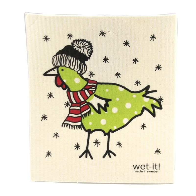Swedish Dish Cloth 7.75" Winter Friends Set Absorbent Cleaning Cloth Birds  -  Dish Cloth