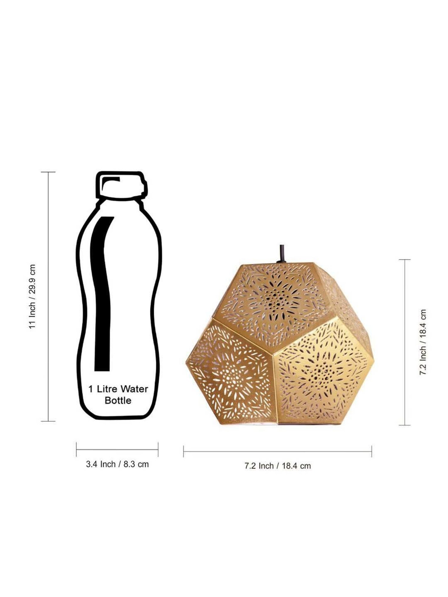 ExclusiveLane 'Moroccan Geometry' Matte Gold Iron Hand-Etched Pendant Lamp - Set of 1