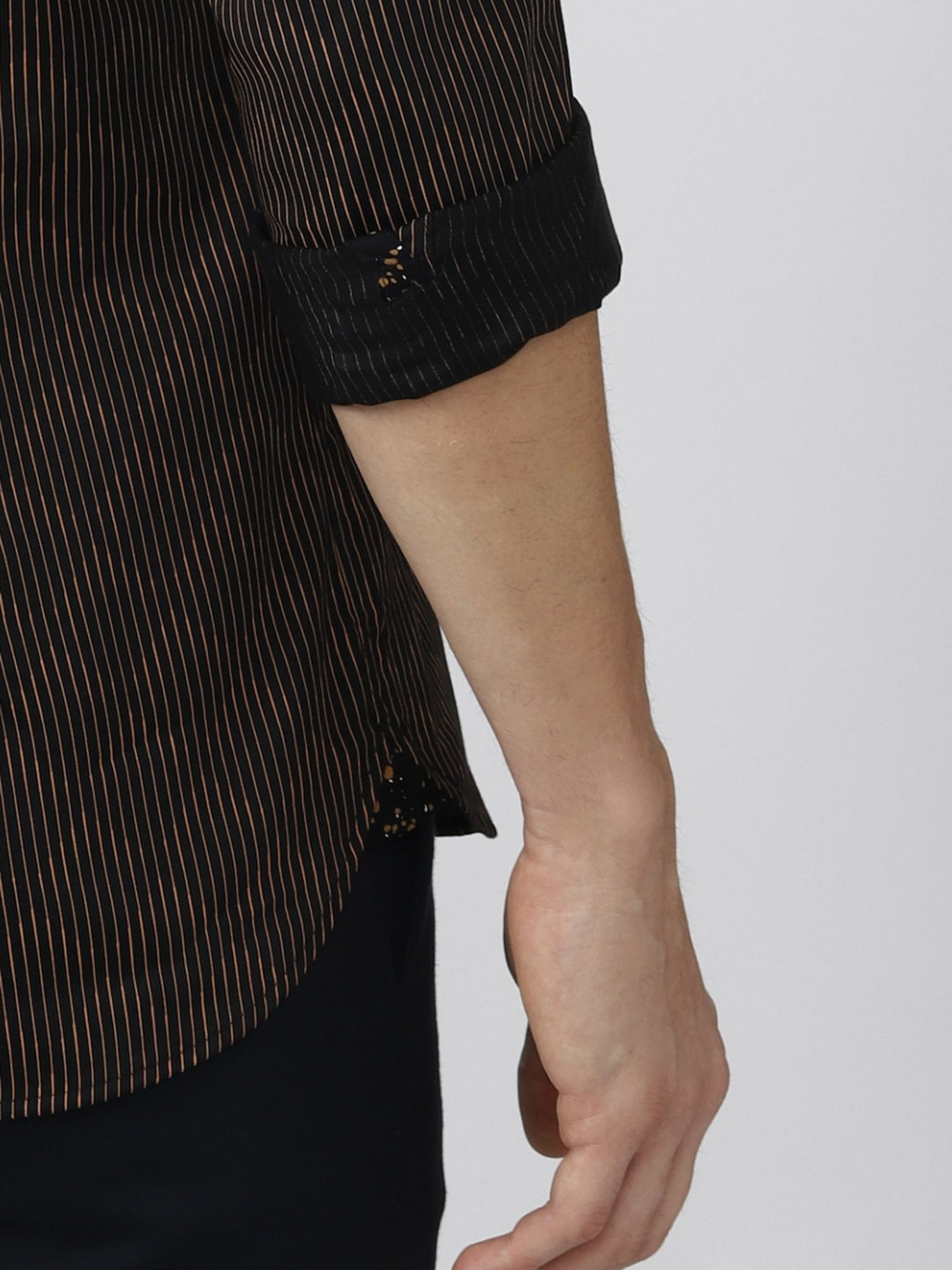V Dot Brown Slim Fit Self Pattern Shirt