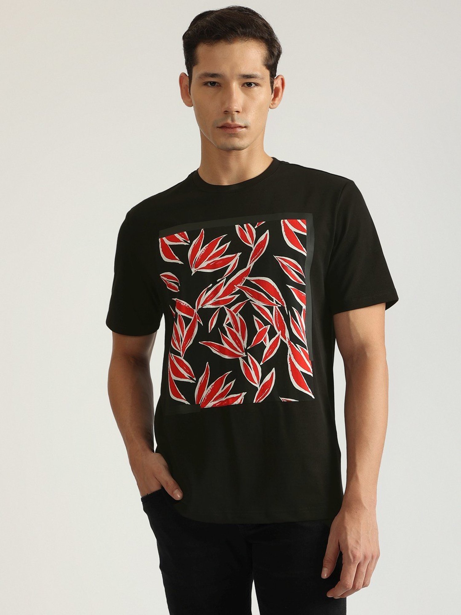 Antony Morato Black Pure Cotton Regular Fit Printed T-Shirt