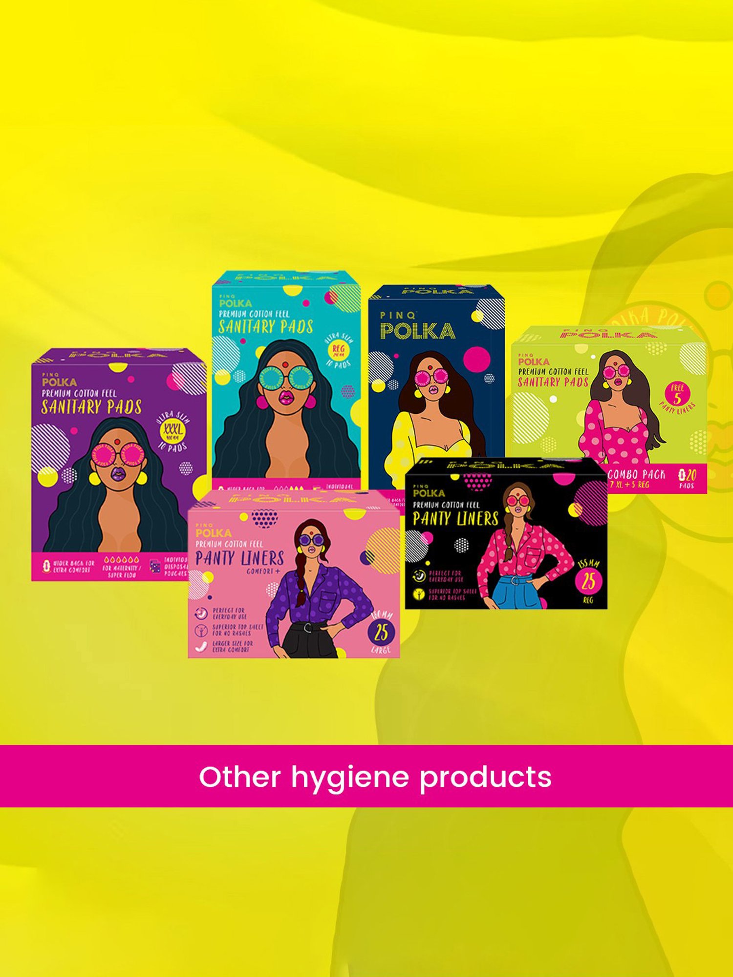PINQ Polka Premium Cotton Feel Sanitary Pads XL - 40 Pads + 5 Pantliners