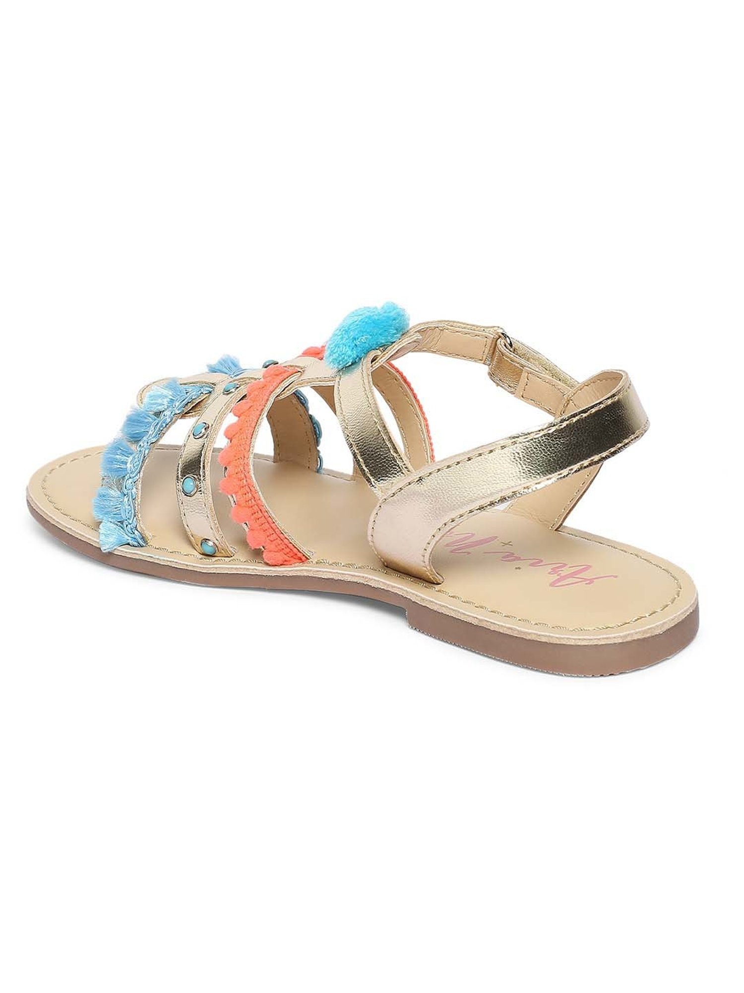 Aria Nica Kids Bling Gold & Blue Casual Sandals