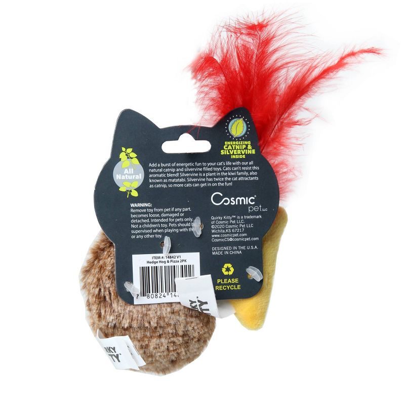 Quirky Kitty Pizza Hedge Hog Cat Toy - Brown - 2pk
