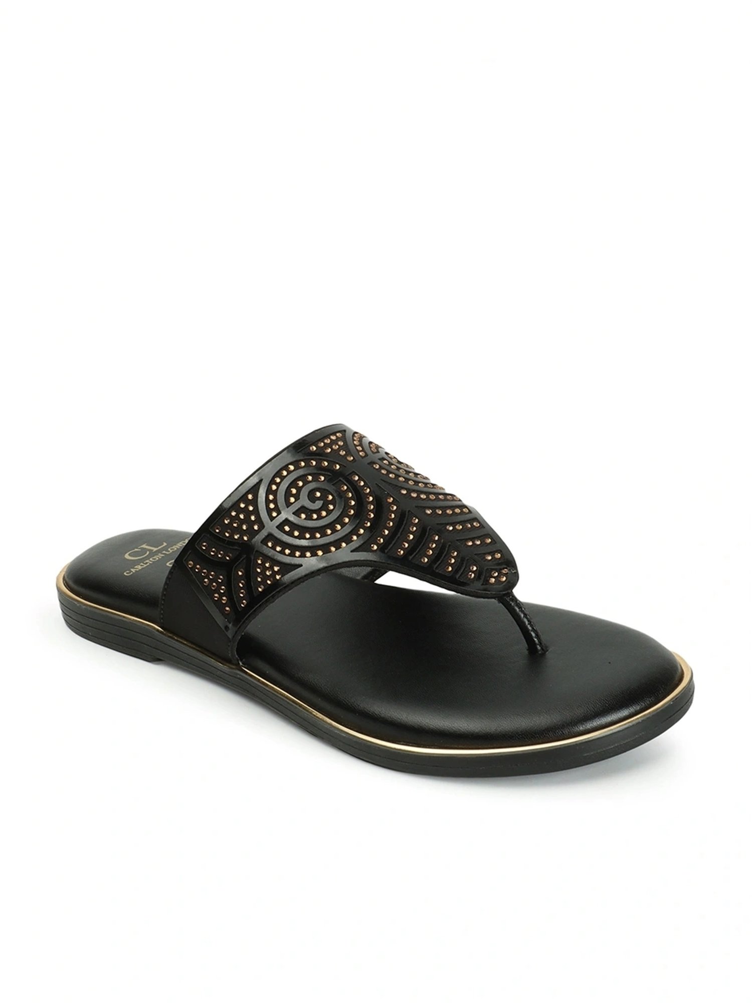 Carlton London Women's Black Thong Sandals