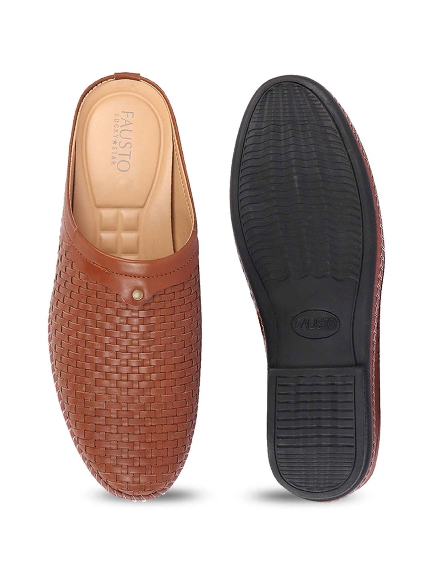 Fausto Men's Tan Mule Shoes