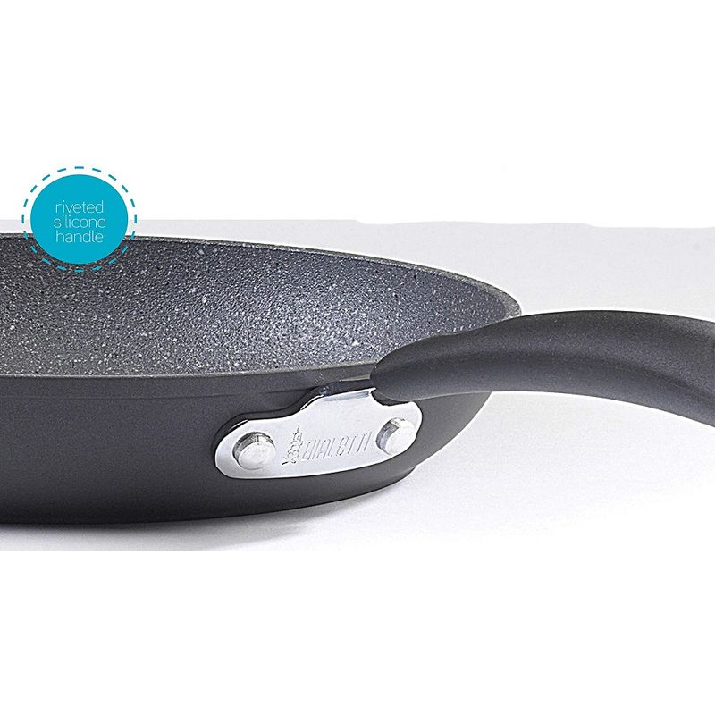 Bialetti 7556 Impact Covered Nonstick Heavy Gauge Aluminum Oven Safe 8 and 10 Inch Frying Pan Kitchen Set with Silicone Handles, 2 Pack, Gray