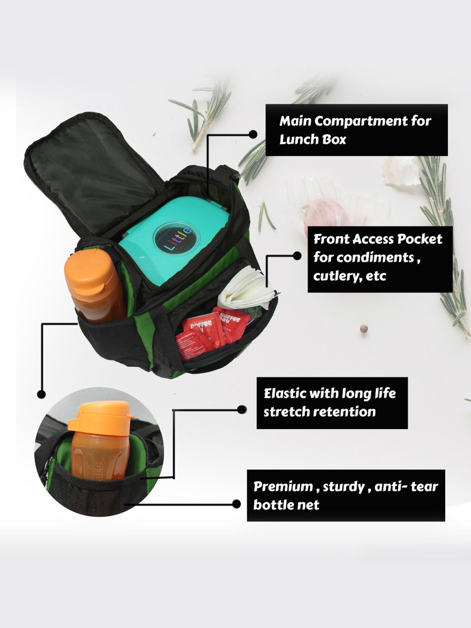 F Gear Yolo Forest Green Medium Lunch Bag