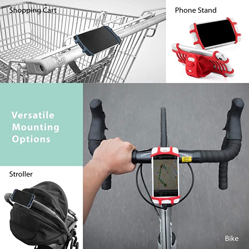 Bike Tie Pro Universal Bike Phone Mount Bicycle Stem Handlebar Cell Phone Holder for 4 to 6 Inch Smartphone iPhone 8 7 6s Plus 5 SE Samsung Galaxy S8 S7 Note 6 Dark Blue
