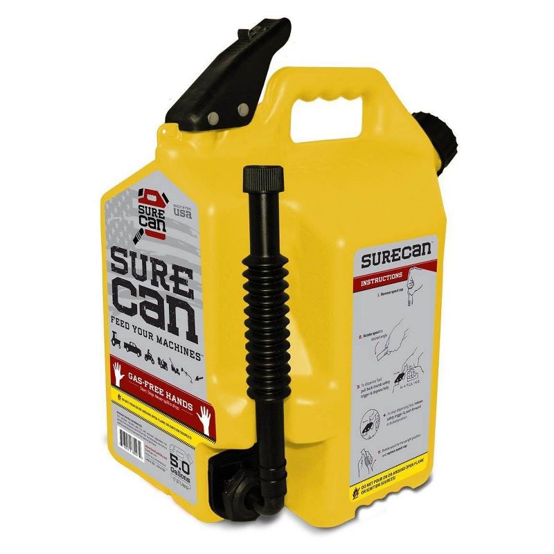 SureCan 5 Gallon 19 Liter Self Venting Diesel Fuel Can w/ Rotating Spout, Yellow
