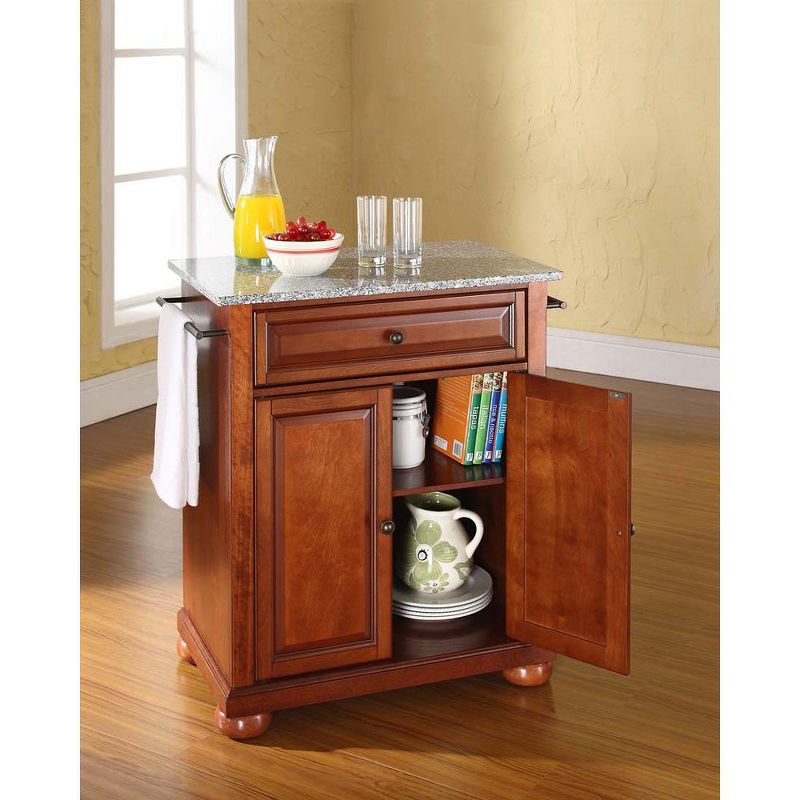 Crosley Alexandria Solid Granite Top Portable Kitchen Island in Classic Cherry Finish